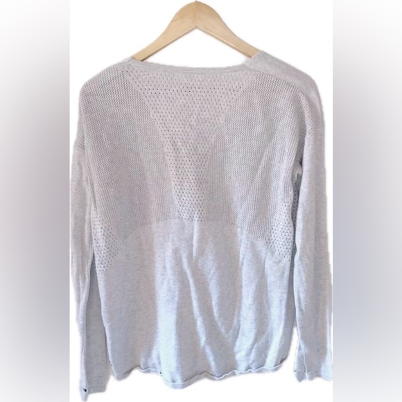 LULULEMON Cotton V Neck Still Movement Sweater Heathered Nimbus - Picture 2 of 4